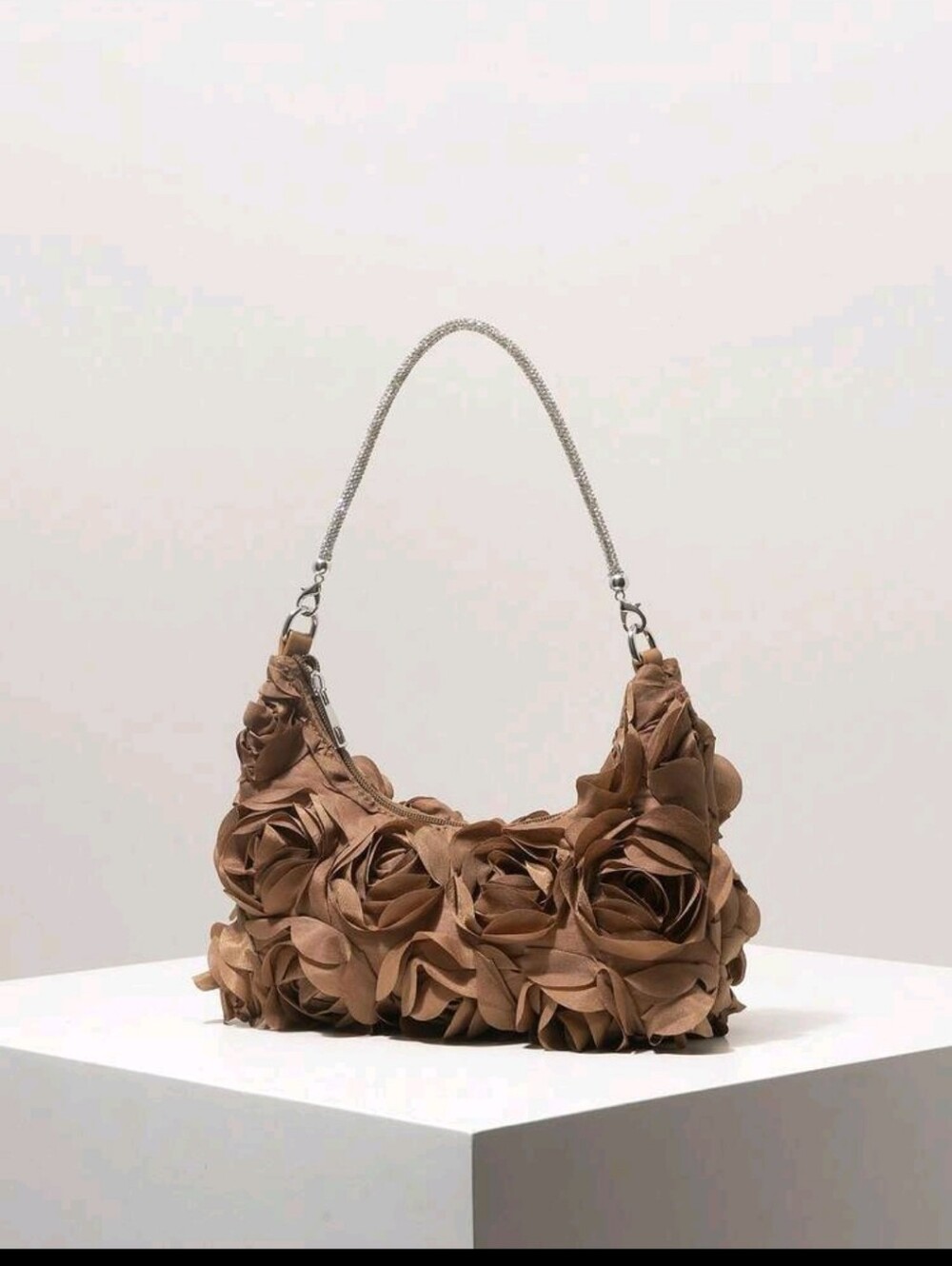 BRAND NEW ** Women's Floral Appliqué Shoulder Bag in Brown
